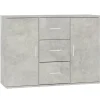 Dressoirs-vidaXL - Dressoir met 2 deuren 3 lades - Betongrijs - Hout -91x29.5x65 cm