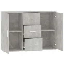 Dressoirs-vidaXL - Dressoir met 2 deuren 3 lades - Betongrijs - Hout -91x29.5x65 cm