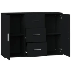 Dressoirs-vidaXL - Dressoir met 2 deuren 3 lades - Zwart - Bewerkt hout -91x29.5x65 cm