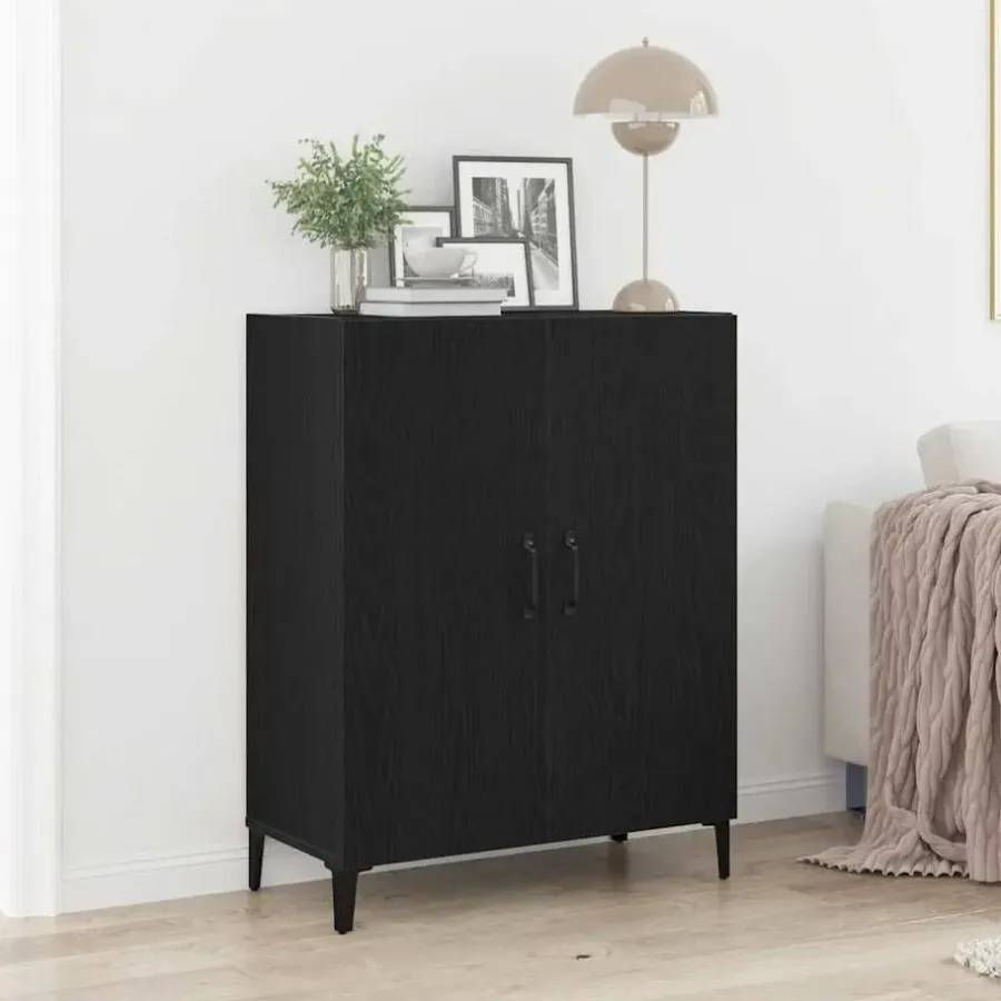 Dressoirs-vidaXL - Dressoir met 2 deuren - Zwart eiken - Bewerkt hout - 69.5x34x90 cm