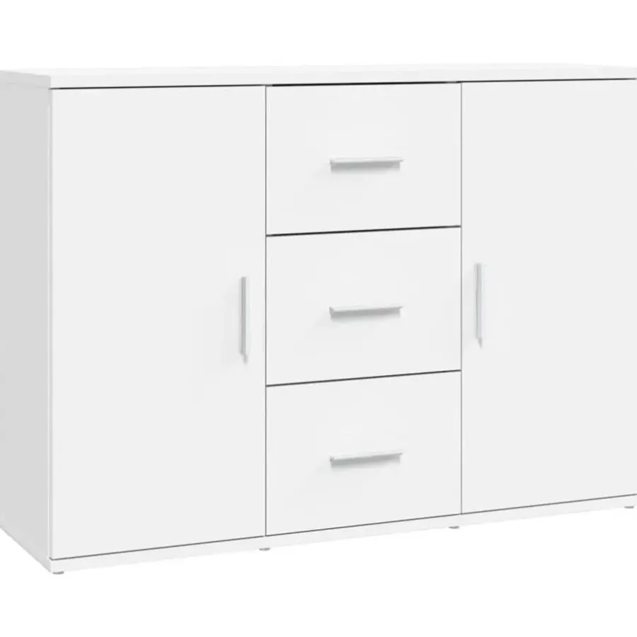 vidaXL - Dressoir met 2 deuren 3 lades - Wit - Bewerkt hout -91x29.5x65 cm