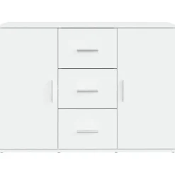 vidaXL - Dressoir met 2 deuren 3 lades - Wit - Bewerkt hout -91x29.5x65 cm