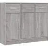 Dressoirs-vidaXL - Dressoir met 3 deuren 3 lades - Grijs sonoma eiken - Hout - 91x28x75 cm
