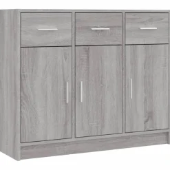 Dressoirs-vidaXL - Dressoir met 3 deuren 3 lades - Grijs sonoma eiken - Hout - 91x28x75 cm