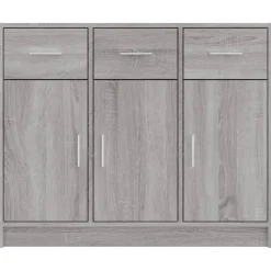 Dressoirs-vidaXL - Dressoir met 3 deuren 3 lades - Grijs sonoma eiken - Hout - 91x28x75 cm