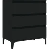 Ladekasten|Ladekasten-vidaXL - Dressoir met 3 lades - Zwart - Bewerkt hout en metaal- 91x28x75 cm