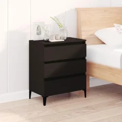 Ladekasten|Ladekasten-vidaXL - Dressoir met 3 lades - Zwart - Bewerkt hout en metaal- 91x28x75 cm