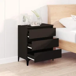 Ladekasten|Ladekasten-vidaXL - Dressoir met 3 lades - Zwart - Bewerkt hout en metaal- 91x28x75 cm
