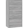 vidaXL - Dressoir met 6 lades - Grijs sonoma eiken - Bewerkt hout - 50x34x96 cm