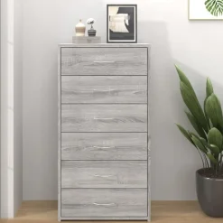 vidaXL - Dressoir met 6 lades - Grijs sonoma eiken - Bewerkt hout - 50x34x96 cm