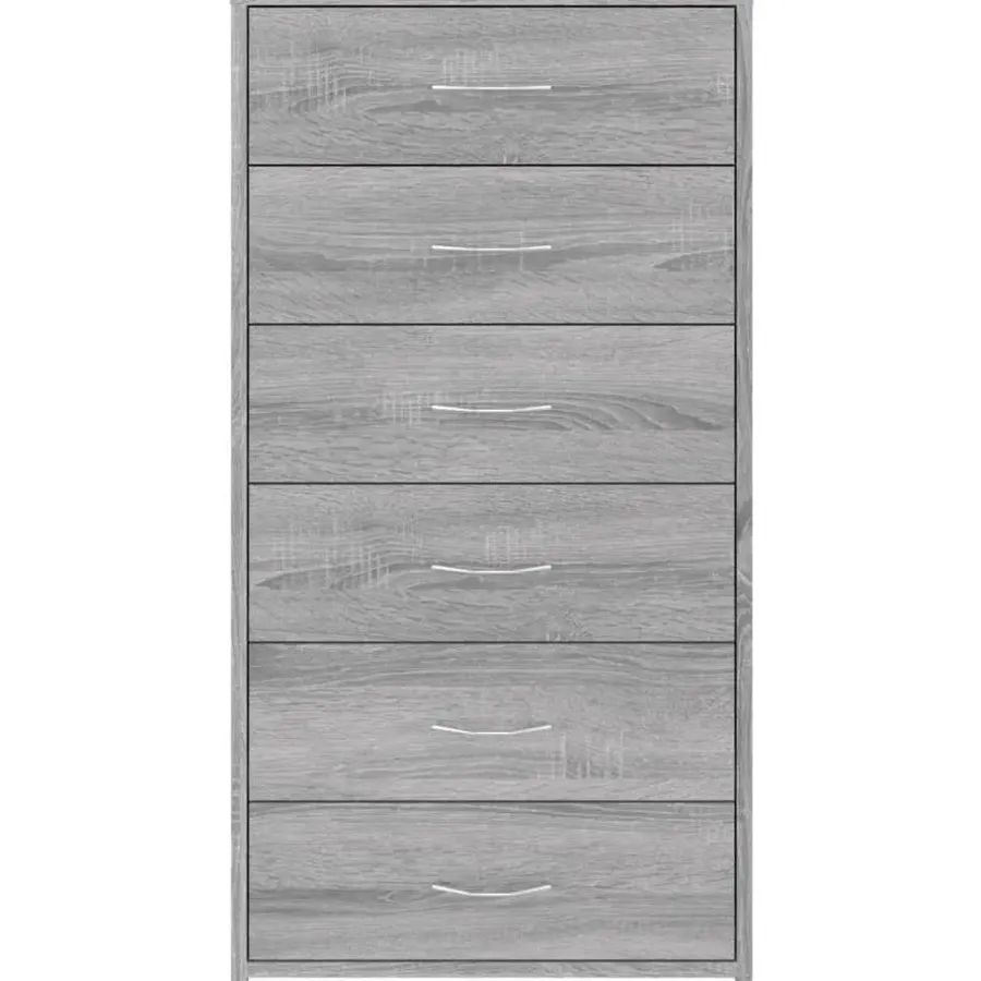 vidaXL - Dressoir met 6 lades - Grijs sonoma eiken - Bewerkt hout - 50x34x96 cm