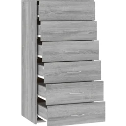 vidaXL - Dressoir met 6 lades - Grijs sonoma eiken - Bewerkt hout - 50x34x96 cm