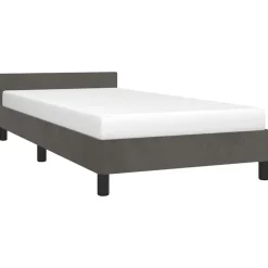 1-Persoons Bedden-vidaXL - Eenpersoonsbed frame - Donkergrijs - Fluweel - 80x200 cm