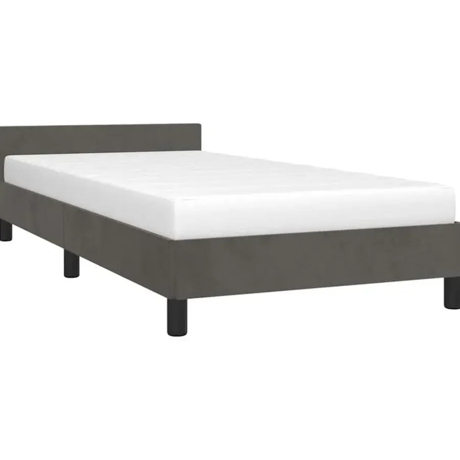 1-Persoons Bedden-vidaXL - Eenpersoonsbed frame - Donkergrijs - Fluweel - 80x200 cm