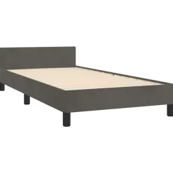 1-Persoons Bedden-vidaXL - Eenpersoonsbed frame - Donkergrijs - Fluweel - 80x200 cm