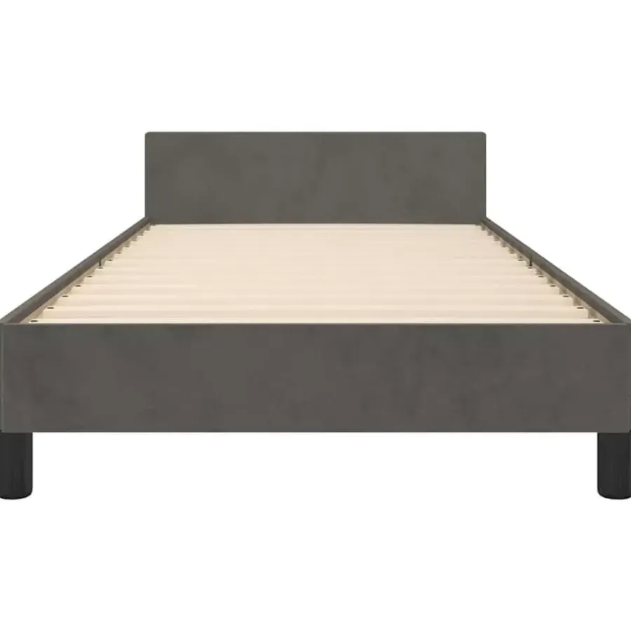 1-Persoons Bedden-vidaXL - Eenpersoonsbed frame - Donkergrijs - Fluweel - 80x200 cm