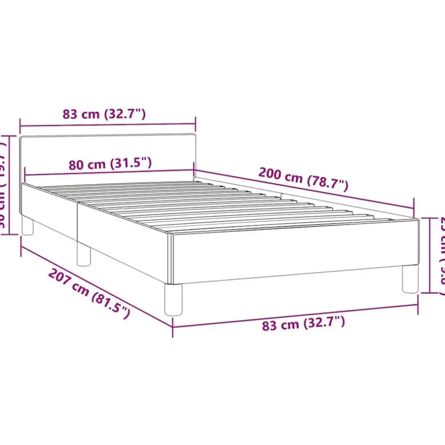 1-Persoons Bedden-vidaXL - Eenpersoonsbed frame - Donkergrijs - Fluweel - 80x200 cm