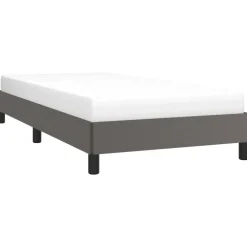 1-Persoons Bedden-vidaXL - Eenpersoonsbed frame met lattenbodem - Grijs - Kunstleer - 80x200 cm