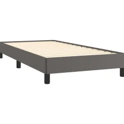 1-Persoons Bedden-vidaXL - Eenpersoonsbed frame met lattenbodem - Grijs - Kunstleer - 80x200 cm