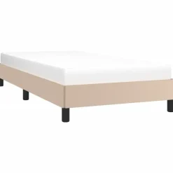 1-Persoons Bedden-vidaXL - Eenpersoonsbed frame - Cappuccinokleurig - Kunstleer - 90x190 cm