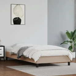 1-Persoons Bedden-vidaXL - Eenpersoonsbed frame - Cappuccinokleurig - Kunstleer - 90x190 cm