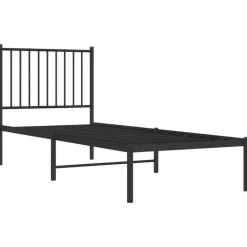 vidaXL - Eenpersoonsbed met hoofdbord - Zwart - Metaal - 80x200 cm
