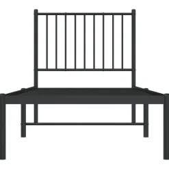 vidaXL - Eenpersoonsbed met hoofdbord - Zwart - Metaal - 80x200 cm