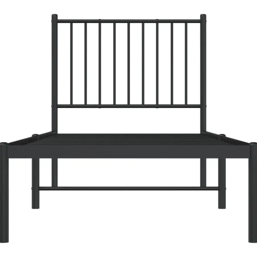 vidaXL - Eenpersoonsbed met hoofdbord - Zwart - Metaal - 80x200 cm