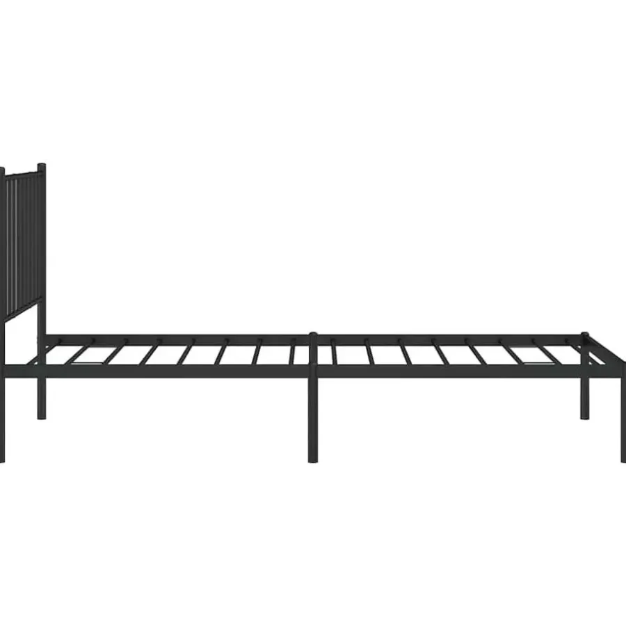 vidaXL - Eenpersoonsbed met hoofdbord - Zwart - Metaal - 80x200 cm
