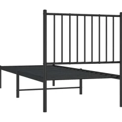vidaXL - Eenpersoonsbed met hoofdbord - Zwart - Metaal - 80x200 cm