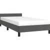 1-Persoons Bedden-vidaXL - Eenpersoonsbed met hoofdeinde zonder matras - Grijs - 90x200 cm