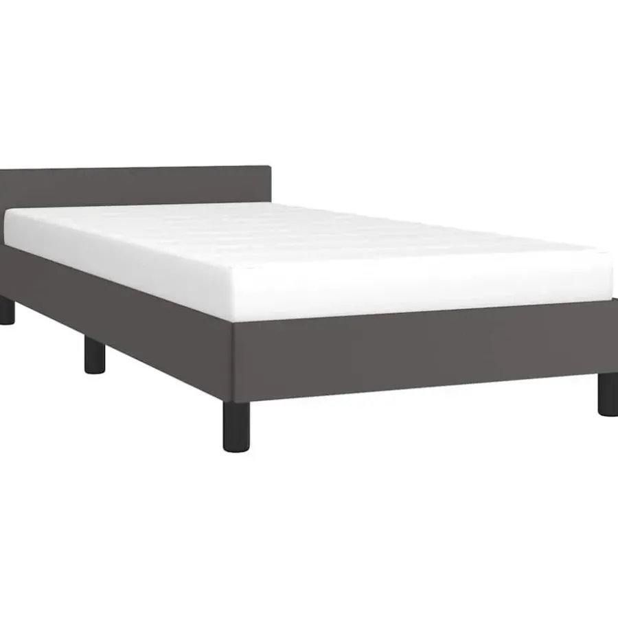 1-Persoons Bedden-vidaXL - Eenpersoonsbed met hoofdeinde zonder matras - Grijs - 90x200 cm