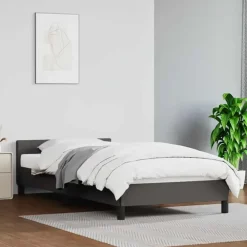 1-Persoons Bedden-vidaXL - Eenpersoonsbed met hoofdeinde zonder matras - Grijs - 90x200 cm