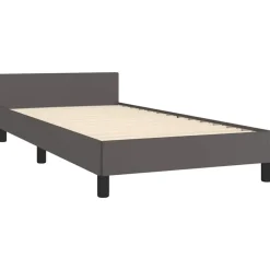 1-Persoons Bedden-vidaXL - Eenpersoonsbed met hoofdeinde zonder matras - Grijs - 90x200 cm