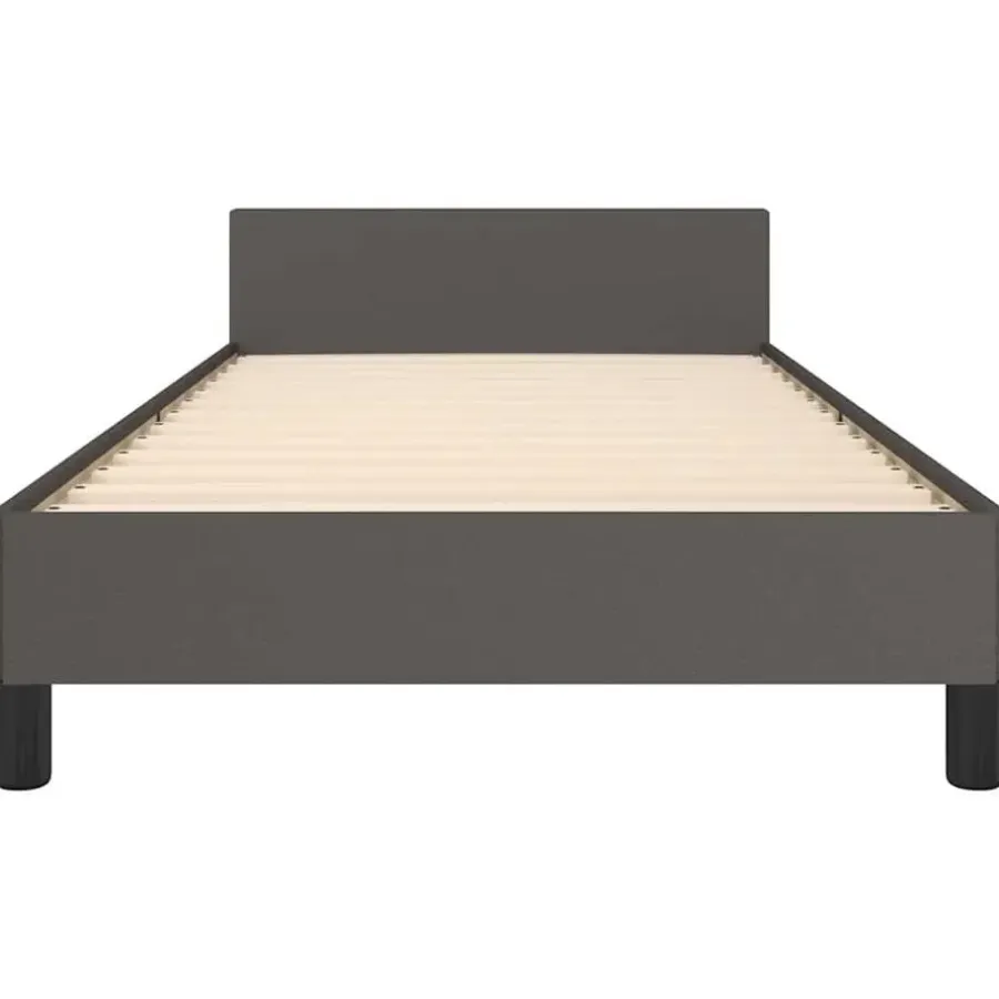 1-Persoons Bedden-vidaXL - Eenpersoonsbed met hoofdeinde zonder matras - Grijs - 90x200 cm