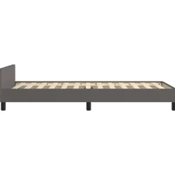 1-Persoons Bedden-vidaXL - Eenpersoonsbed met hoofdeinde zonder matras - Grijs - 90x200 cm