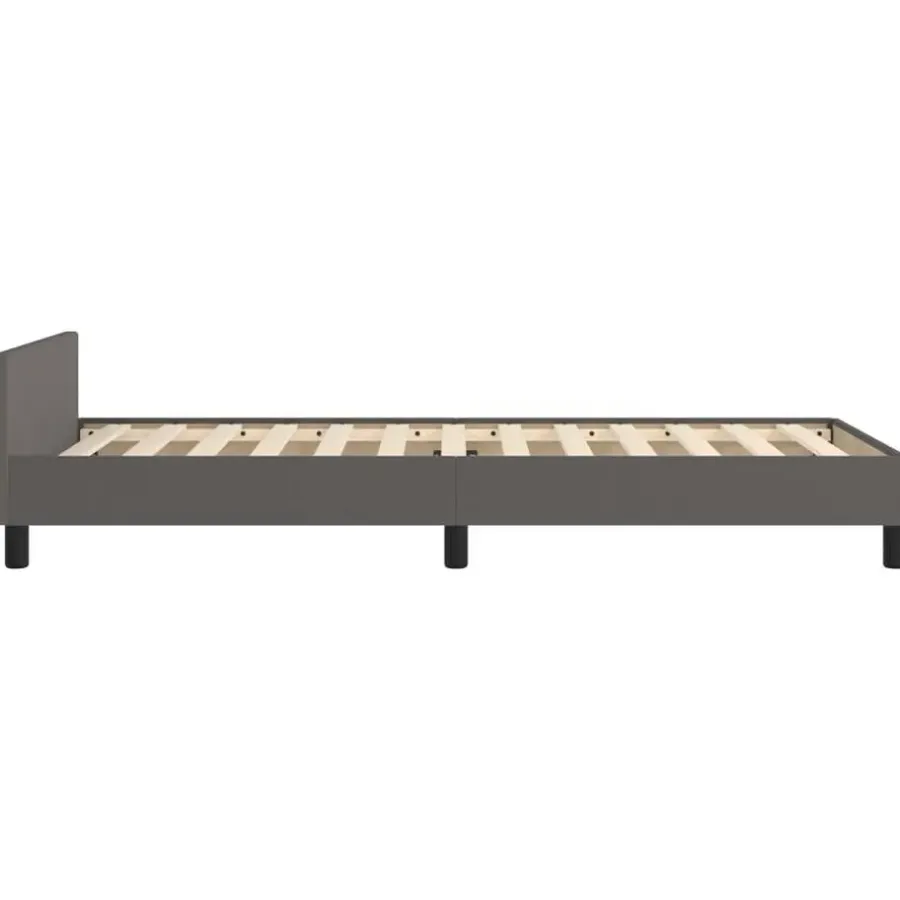 1-Persoons Bedden-vidaXL - Eenpersoonsbed met hoofdeinde zonder matras - Grijs - 90x200 cm