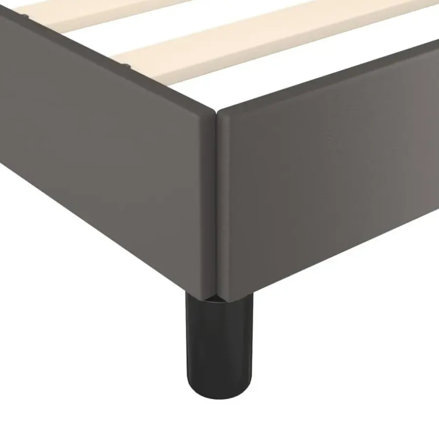 1-Persoons Bedden-vidaXL - Eenpersoonsbed met hoofdeinde zonder matras - Grijs - 90x200 cm
