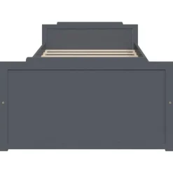 vidaXL - Eenpersoonsbed met lades - Donkergrijs - Massief grenenhout - 90x200 cm