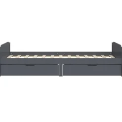 vidaXL - Eenpersoonsbed met lades - Donkergrijs - Massief grenenhout - 90x200 cm