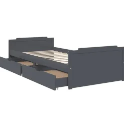 vidaXL - Eenpersoonsbed met lades - Donkergrijs - Massief grenenhout - 90x200 cm