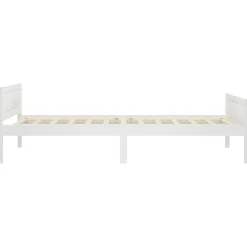 1-Persoons Bedden-vidaXL - Eenpersoonsbed met hoofdbord - Wit - Massief grenenhout - 90x200 cm