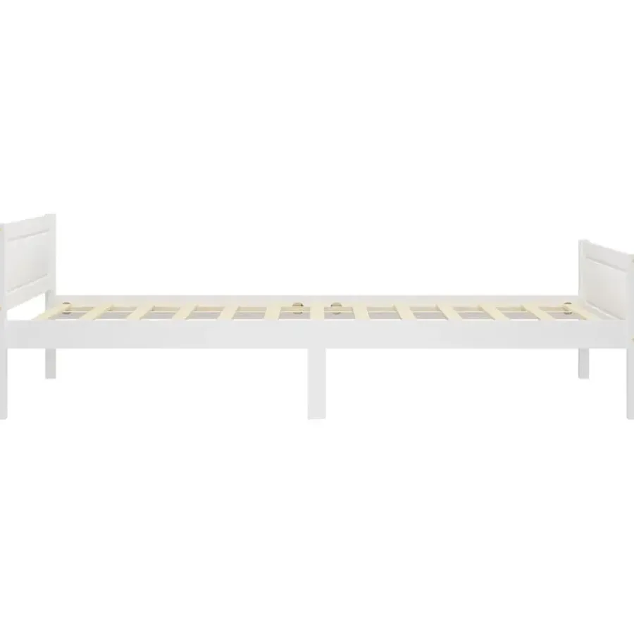 1-Persoons Bedden-vidaXL - Eenpersoonsbed met hoofdbord - Wit - Massief grenenhout - 90x200 cm
