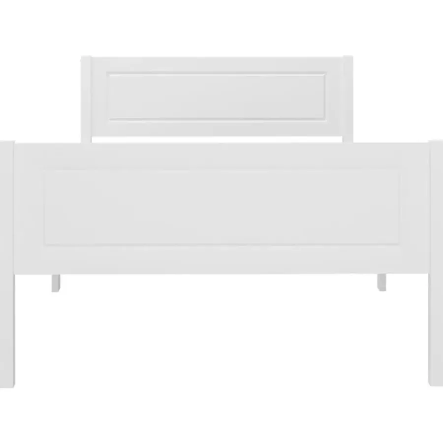1-Persoons Bedden-vidaXL - Eenpersoonsbed met hoofdbord - Wit - Massief grenenhout - 90x200 cm