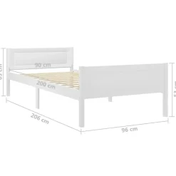 1-Persoons Bedden-vidaXL - Eenpersoonsbed met hoofdbord - Wit - Massief grenenhout - 90x200 cm