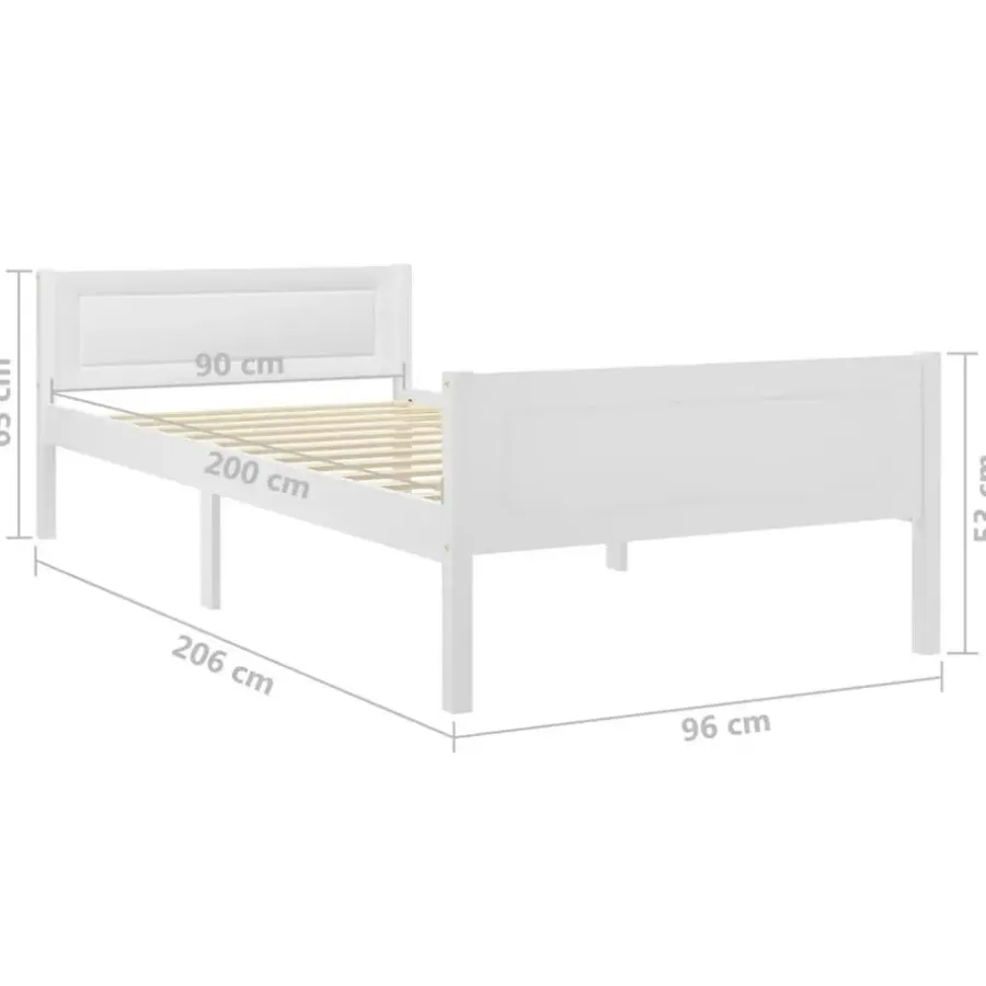 1-Persoons Bedden-vidaXL - Eenpersoonsbed met hoofdbord - Wit - Massief grenenhout - 90x200 cm