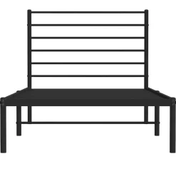vidaXL - Eenspersoonsbed met hoofdbord - Zwart - Metaal - 80x200 cm
