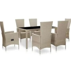 Tuinsets-vidaXL - Eethoek Voor Buiten - Beige - Poly rattan - 150 cm tafellengte