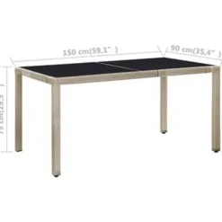 Tuinsets-vidaXL - Eethoek Voor Buiten - Beige - Poly rattan - 150 cm tafellengte