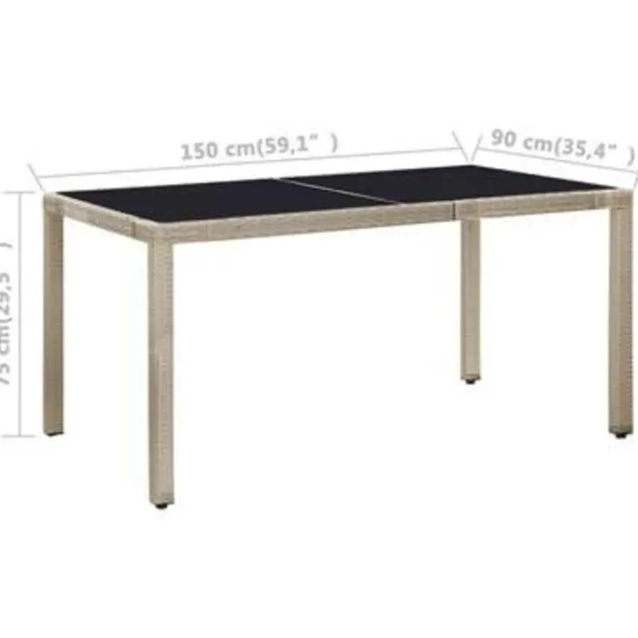 Tuinsets-vidaXL - Eethoek Voor Buiten - Beige - Poly rattan - 150 cm tafellengte